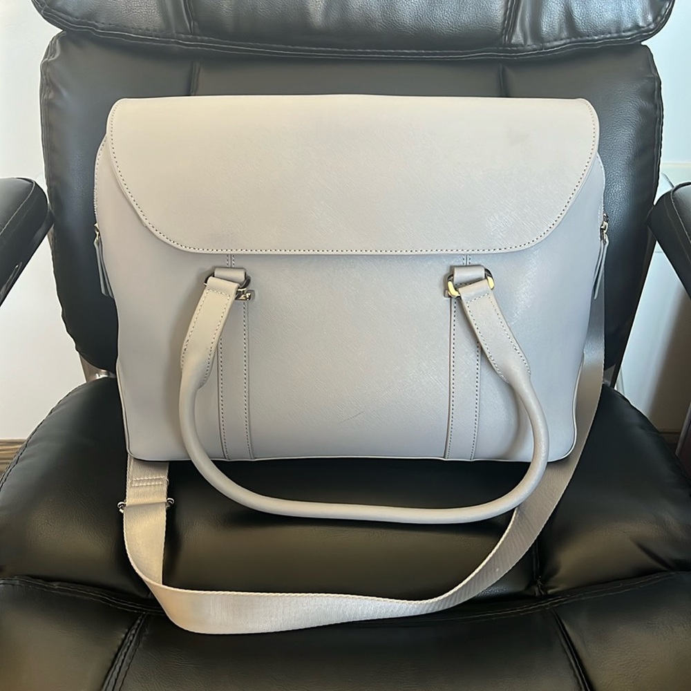 Samsonite Women’s Executive Leather Convertible Brief Laptop Bag Dove Grey